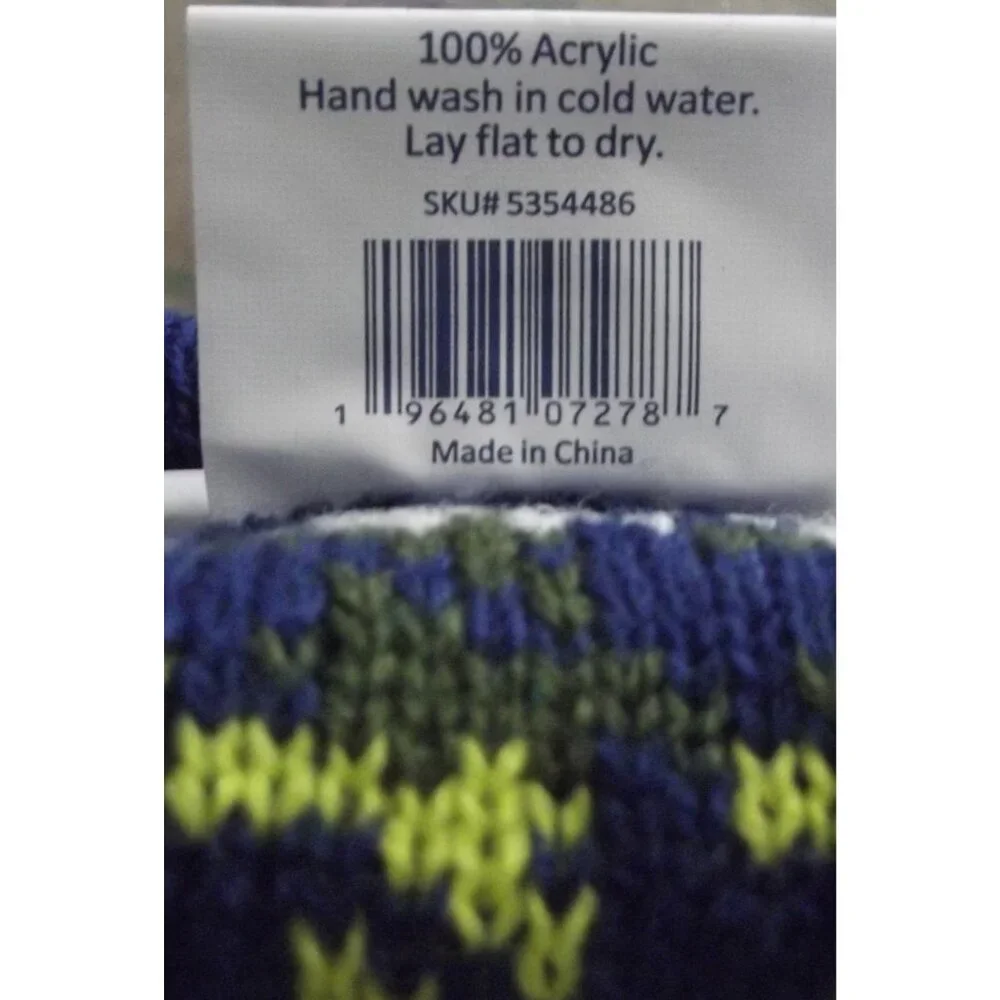 Top Paw Dog Sweater Size Small navy blue houndstooth print green yellow gray